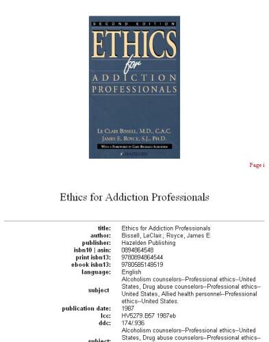 Ethics For Addiction Professionals - Second Edition