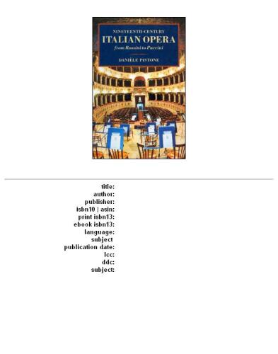 Nineteenth-Century Italian Opera from Rossini to Puccini