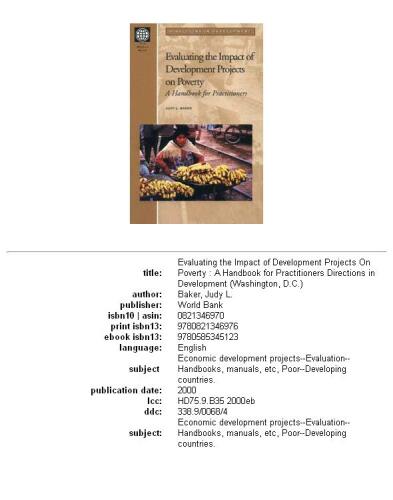 Evaluating the Impact of Development Projects on Poverty: A Handbook for Practitioners (Directions in Development (Washington, D.C.).)