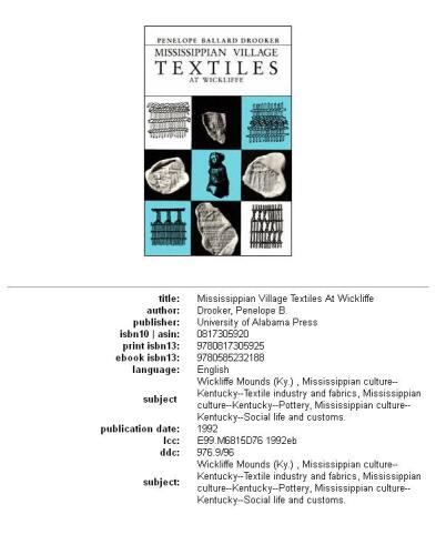 Mississippian Village Textiles at Wickliffe