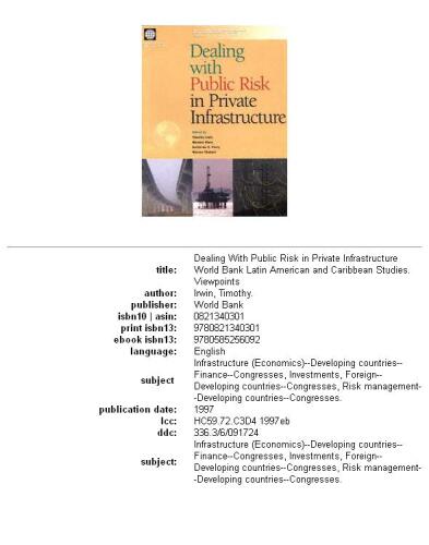 Dealing With Public Risk in Private Infrastructure (World Bank Latin American and Caribbean Studies. Viewpoints)