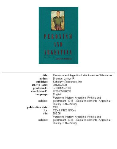 Peronism and Argentina (Latin American Silhouettes)