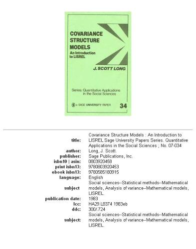 Covariance Structure Models: An Introduction to LISREL (Quantitative Applications in the Social Sciences)