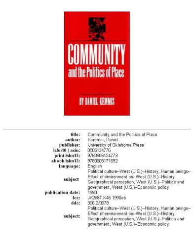 Community and the Politics of Place
