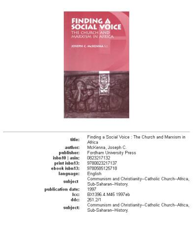 Finding a Social Voice: The Church and Marxism in Africa
