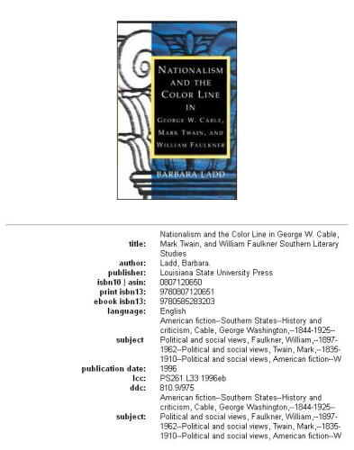 Nationalism and the Color Line in George W. Cable, Mark Twain, and William Faulkner (Southern Literary Studies)