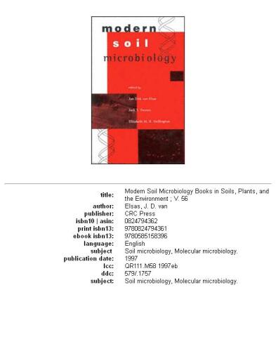 Modern Soil Microbiology (Books in Soils, Plants, and the Environment)