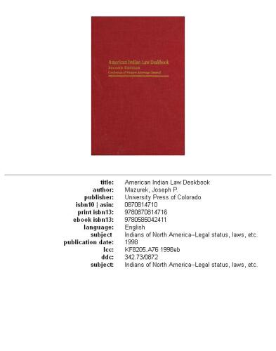 American Indian Law Deskbook