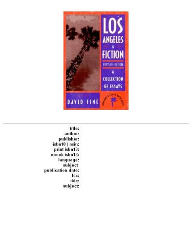 Los Angeles in Fiction: A Collection of Essays