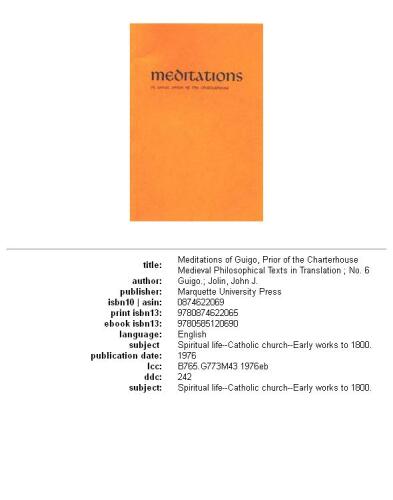 Meditations of Guigo, Prior of the Charterhouse