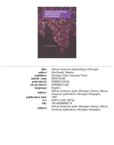 African American Quiltmaking in Michigan