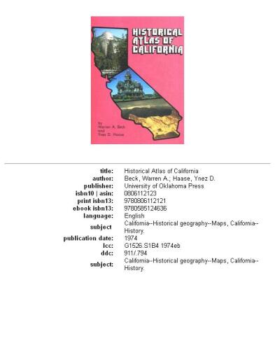 Historical Atlas of California,