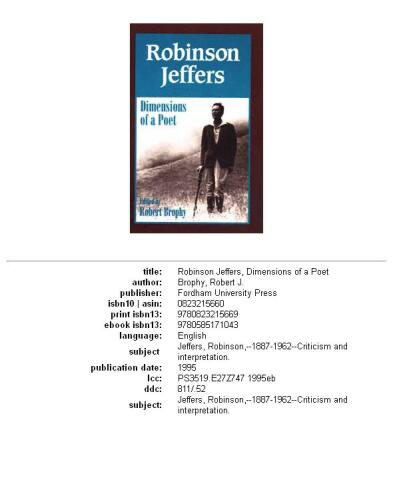 Robinson Jeffers: The Dimensions of a Poet