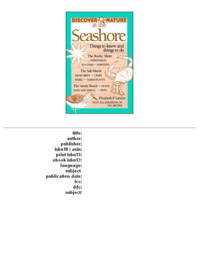 Discover Nature at the Seashore: Things to Know and Things to Do (Discover Nature Series)