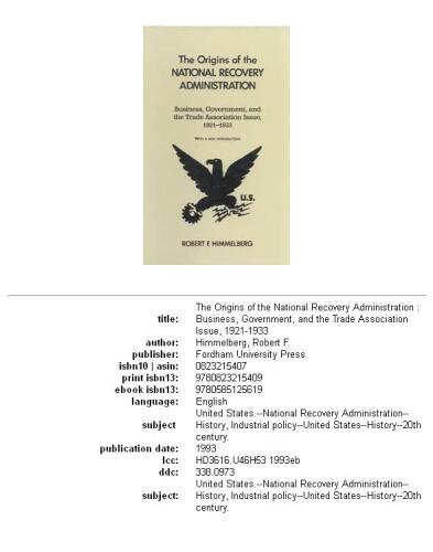 The Origins of the National Recovery Administration