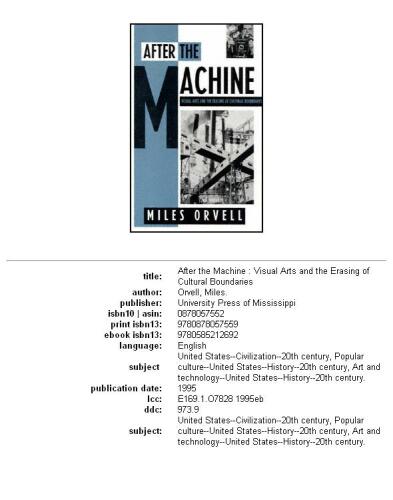 After the Machine: Visual Arts and the Erasing of Cultural Boundaries