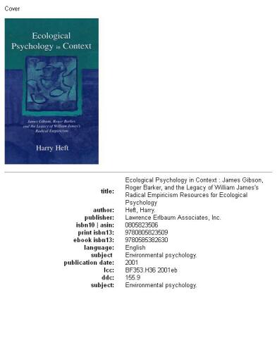 Ecological Psychology in Context: James Gibson, Roger Barker, and the Legacy of William James's Radical Empiricism (Volume in the Resources for Ecological Psychology Series)