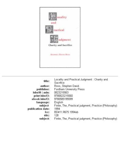 Locality and Practical Judgment: Charity and Sacrifice