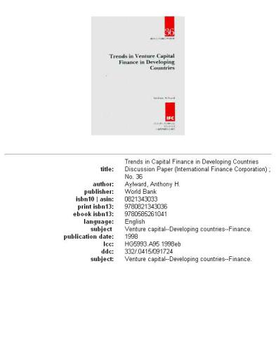 Trends in Capital Finance in Developing Countries (Discussion Paper (International Finance Corporation))