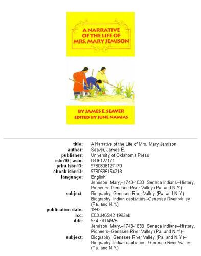 A Narrative of the Life of Mrs. Mary Jemison