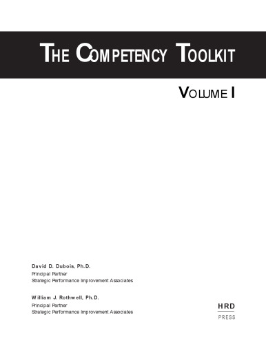 The Competency Toolkit  Volume 1 of a 2 Volume Set