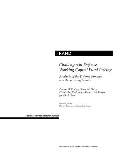 Challenges in Defense Working Capital Fund Pricing : Analysis of the Defense Finance and Accounting Service