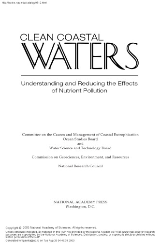 Clean Coastal Waters: Understanding and Reducing the Effects of Nutrient Pollution