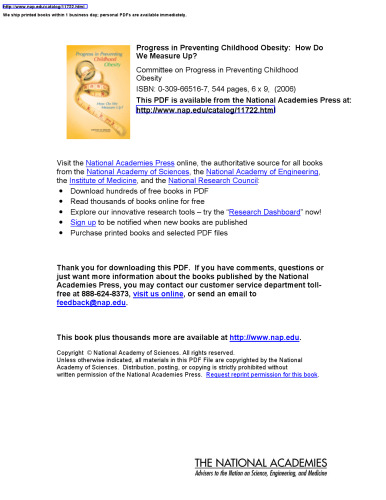 Progress in Preventing Childhood Obesity: How Do We Measure Up?