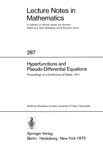 Proceedings of Conference on Hyperfunctions, Katata, 1971