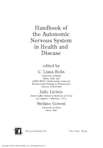 Handbook of the Autonomic Nervous System in Health and Disease (Neurological Disease and Therapy)
