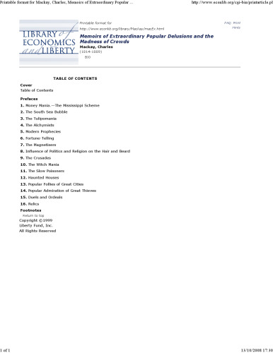 Extraordinary Popular Delusions and the Madness of Crowds