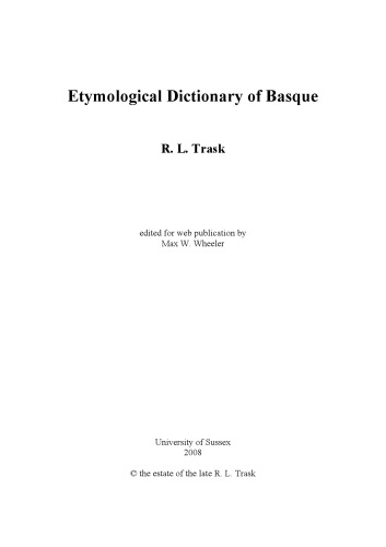 Etymological Dictionary of Basque
