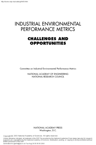 Industrial Environmental Performance Metrics: Opportunities and Challenges