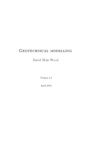 Geotechnical Modelling (Applied Geotechnics)