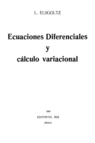 Ecuaciones Diferenciales y Calculo Variacional  Spanish