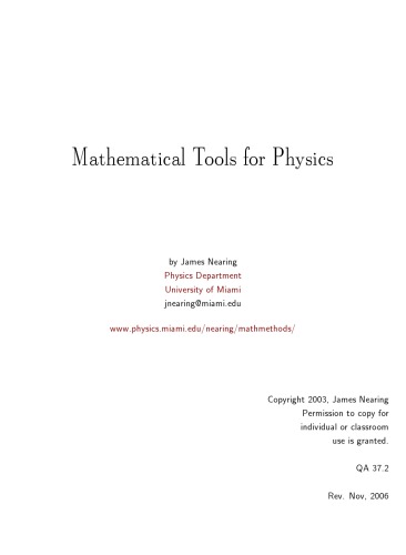 Mathematical Tools for Physics  R20070328A