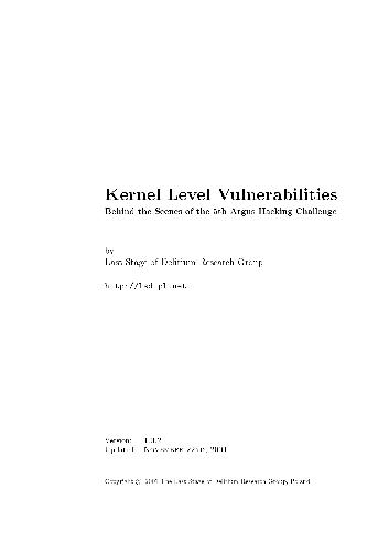 Kernel Level Vulnerabilities. Behind the Scenes of the 5th Argus Hacking Challenge