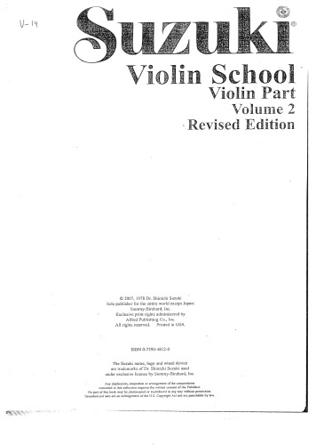 Suzuki Violin School Volume 2 Violin Part (Revised Edition) (Suzuki Violin School, Violin Part)