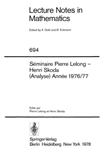 Seminaire Pierre Lelong - Henri Skoda