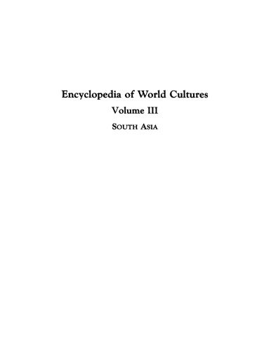 Encyclopedia of World Cultures: South Asia