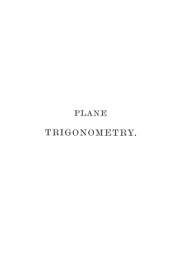 Plane Trigonometry