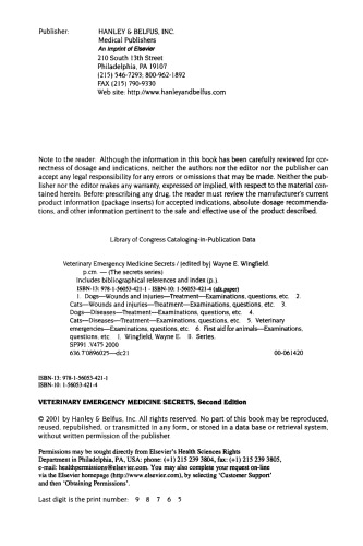 Veterinary Emergency Medicine Secrets 2nd Edition