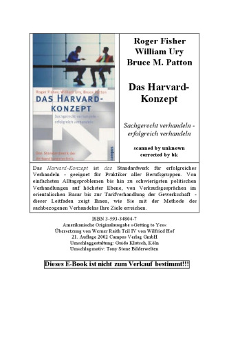 Das Harvard-Konzept. Das Standardwerk der Verhandlungstechnik