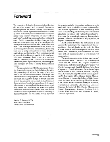 Derivative Strategies for Managing Portfolio Risk