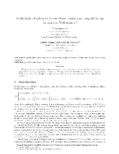 Multiplicity of solutions for semilinear variational inequalities via linking and N-theorems
