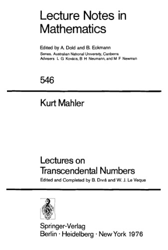 Lectures on Transcendental Numbers