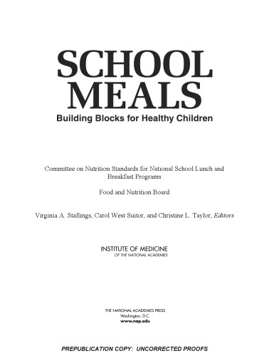 School Meals: Building Blocks for Healthy Children