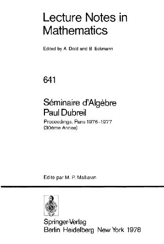 Seminaire d'Algebre Paul Dubreil