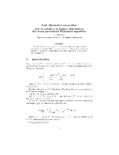 Low dimension anomalies and solvability in higher dimensions for some perturbed Pohozaev equation