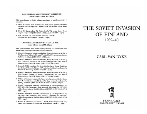 The Soviet Invasion of Finland, 1939-40 (Cass Series on Soviet Military Experience, 3)